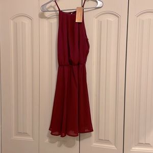 Brand new burgundy short dress-elastic around waist so it stretches